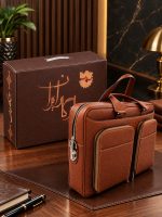 کیف اداری دو دسته سرزیپ قفل دار چرم گاوی - تصویر 6